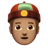 Person With Skullcap: Medium Skin Tone Emoji 👲🏽 image - Apple style