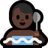 Man In Steamy Room: Dark Skin Tone Emoji 🧖🏿‍♂️ image - Microsoft Windows 10 Segoe UI Emoji style