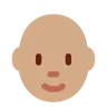 Person: Medium Skin Tone, Bald Emoji 🧑🏽‍🦲 image - Twitter / X (Twemoji) style