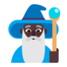 Man Mage: Dark Skin Tone Emoji 🧙🏿‍♂️ image - Microsoft Classic 2D style