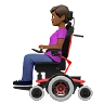 Woman In Motorized Wheelchair: Medium-Dark Skin Tone Emoji 👩🏾‍🦼 image - Apple style