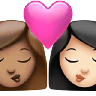 Kiss: Woman, Woman, Medium Skin Tone, Light Skin Tone Emoji 👩🏽‍❤️‍💋‍👩🏻 image - Apple style