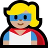 Woman Superhero: Medium-Light Skin Tone Emoji 🦸🏼‍♀️ image - Microsoft Windows 10 Segoe UI Emoji style