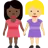 Women Holding Hands: Dark Skin Tone, Medium-Light Skin Tone