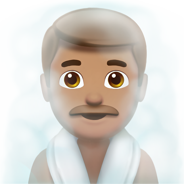 Man In Steamy Room: Medium Skin Tone