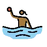 Woman Playing Water Polo: Medium-Dark Skin Tone Emoji 🤽🏾‍♀️ image - OpenMoji style