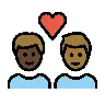 Couple With Heart: Man, Man, Dark Skin Tone, Medium-Dark Skin Tone Emoji 👨🏿‍❤️‍👨🏾 image - OpenMoji style