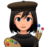 Woman Artist: Medium-Light Skin Tone Emoji 👩🏼‍🎨 image - Emojidex style