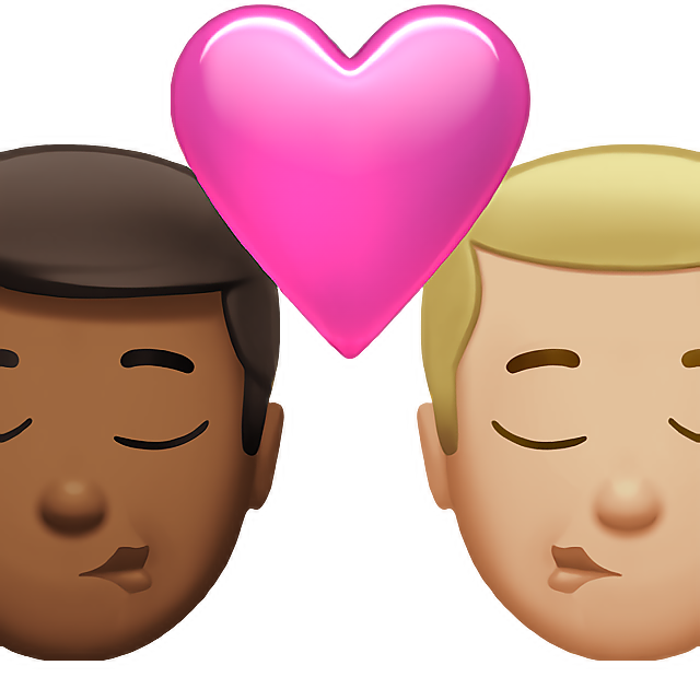 Kiss: Man, Man, Medium-Dark Skin Tone, Medium-Light Skin Tone