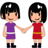 Women Holding Hands: Medium-Light Skin Tone Emoji 👭🏼 image - Emojidex style