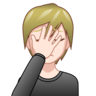 Person Facepalming: Light Skin Tone Emoji 🤦🏻 image - Emojidex style