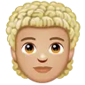 Person: Medium-Light Skin Tone, Curly Hair Emoji 🧑🏼‍🦱 image - WhatsApp style