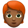 Person: Medium-Dark Skin Tone, Red Hair Emoji 🧑🏾‍🦰 image - Apple style