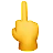 Umgekehrte Hand mit erweitertem Mittelfinger
