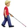 Man With White Cane Facing Right: Medium-Light Skin Tone Emoji 👨🏼‍🦯‍➡️ image - Apple style