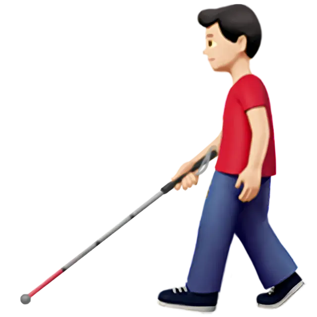 Man With White Cane: Light Skin Tone
