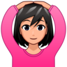 Woman Gesturing Ok: Medium-Light Skin Tone Emoji 🙆🏼‍♀️ image - Emojidex style