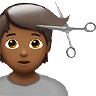 Person Getting Haircut: Medium-Dark Skin Tone Emoji 💇🏾 image - Apple style