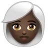 Woman: Dark Skin Tone, White Hair Emoji 👩🏿‍🦳 image - WhatsApp style