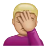 Person Facepalming: Medium-Light Skin Tone Emoji 🤦🏼 image - WhatsApp style