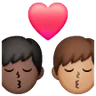 Kiss: Man, Man, Dark Skin Tone, Medium Skin Tone Emoji 👨🏿‍❤️‍💋‍👨🏽 image - Samsung style
