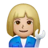 Woman Mechanic: Medium-Light Skin Tone Emoji 👩🏼‍🔧 image - Samsung style