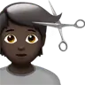 Person Getting Haircut: Dark Skin Tone Emoji 💇🏿 image - Apple style