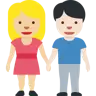 Woman And Man Holding Hands: Medium-Light Skin Tone, Light Skin Tone Emoji 👩🏼‍🤝‍👨🏻 image - Twitter / X (Twemoji) style
