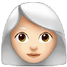Woman: Light Skin Tone, White Hair Emoji 👩🏻‍🦳 image - Apple style