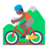 Person Mountain Biking: Medium-Dark Skin Tone