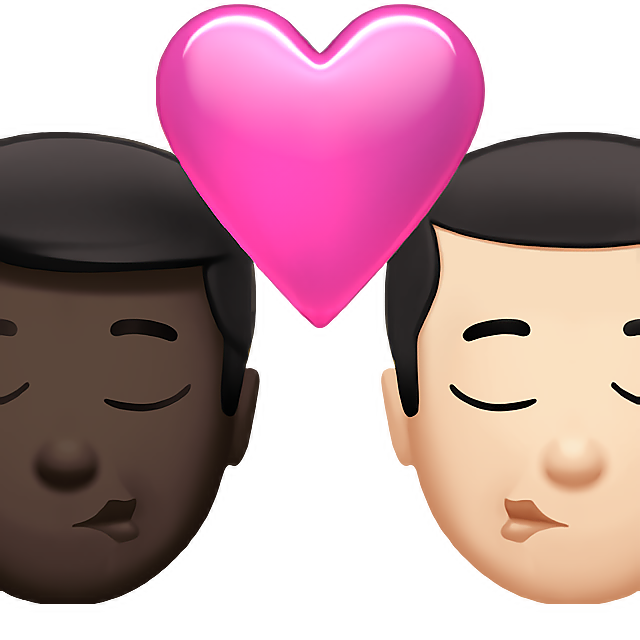 Kiss: Man, Man, Dark Skin Tone, Light Skin Tone