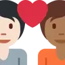 Couple With Heart: Person, Person, Light Skin Tone, Medium-Dark Skin Tone Emoji 🧑🏻‍❤️‍🧑🏾 image - Twitter / X (Twemoji) style