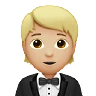 Person In Tuxedo: Medium-Light Skin Tone Emoji 🤵🏼 image - Apple style