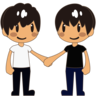 Men Holding Hands: Medium Skin Tone Emoji 👬🏽 image - Emojidex style