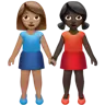 Women Holding Hands: Medium Skin Tone, Dark Skin Tone Emoji 👩🏽‍🤝‍👩🏿 image - Apple style