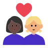 Couple With Heart: Woman, Woman, Dark Skin Tone, Medium-Light Skin Tone Emoji 👩🏿‍❤️‍👩🏼 image - Tossface style