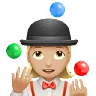 Woman Juggling: Medium-Light Skin Tone Emoji 🤹🏼‍♀️ image - Apple style