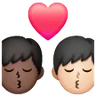 Kiss: Man, Man, Dark Skin Tone, Light Skin Tone Emoji 👨🏿‍❤️‍💋‍👨🏻 image - Samsung style