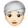 Woman Wearing Turban: Light Skin Tone Emoji 👳🏻‍♀️ image - Apple style