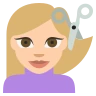 Person Getting Haircut: Medium-Light Skin Tone Emoji 💇🏼 image - EmojiTwo style