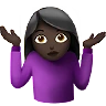 Woman Shrugging: Dark Skin Tone Emoji 🤷🏿‍♀️ image - Apple style