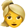 Woman: Blond Hair Emoji 👱‍♀️ image - Apple style