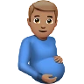 Pregnant Man: Medium Skin Tone Emoji 🫃🏽 image - Apple style