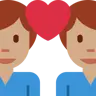 Couple With Heart: Man, Man, Medium Skin Tone Emoji 👨🏽‍❤️‍👨🏽 image - Twitter / X (Twemoji) style