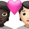 Couple With Heart: Person, Person, Dark Skin Tone, Light Skin Tone Emoji 🧑🏿‍❤️‍🧑🏻 image - Apple style