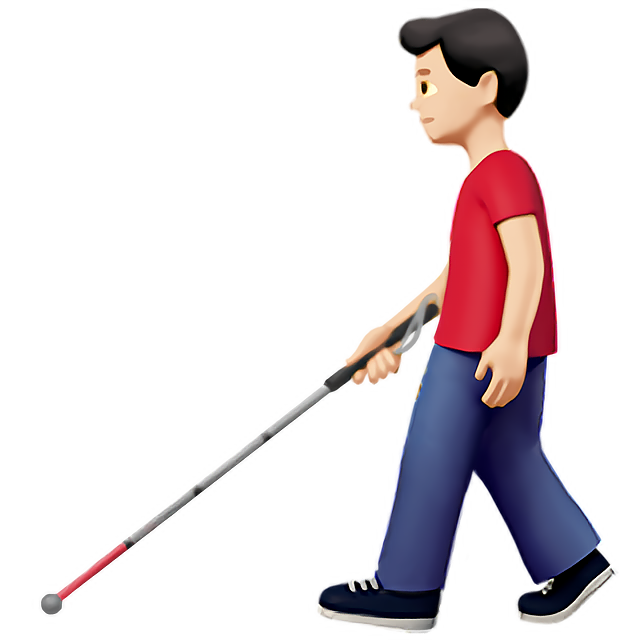 Man With White Cane: Light Skin Tone
