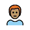 Man: Medium Skin Tone, Red Hair Emoji 👨🏽‍🦰 image - OpenMoji style
