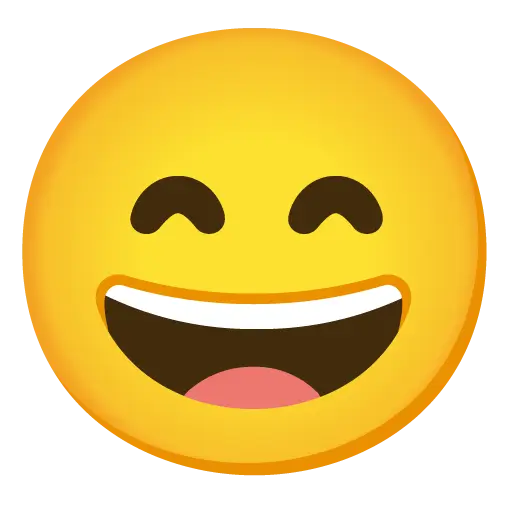 Cara sonriente con la boca abierta y los ojos sonrientes