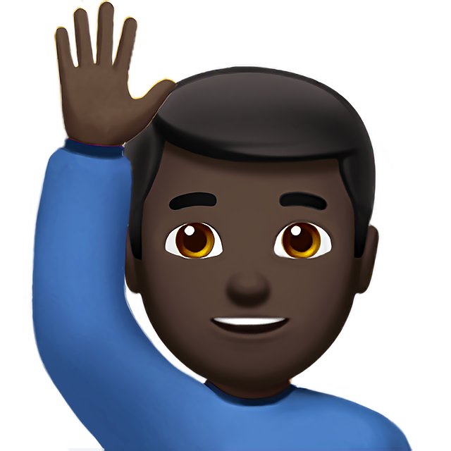 Man Raising Hand: Dark Skin Tone