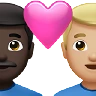 Couple With Heart: Man, Man, Dark Skin Tone, Medium-Light Skin Tone Emoji 👨🏿‍❤️‍👨🏼 image - Apple style